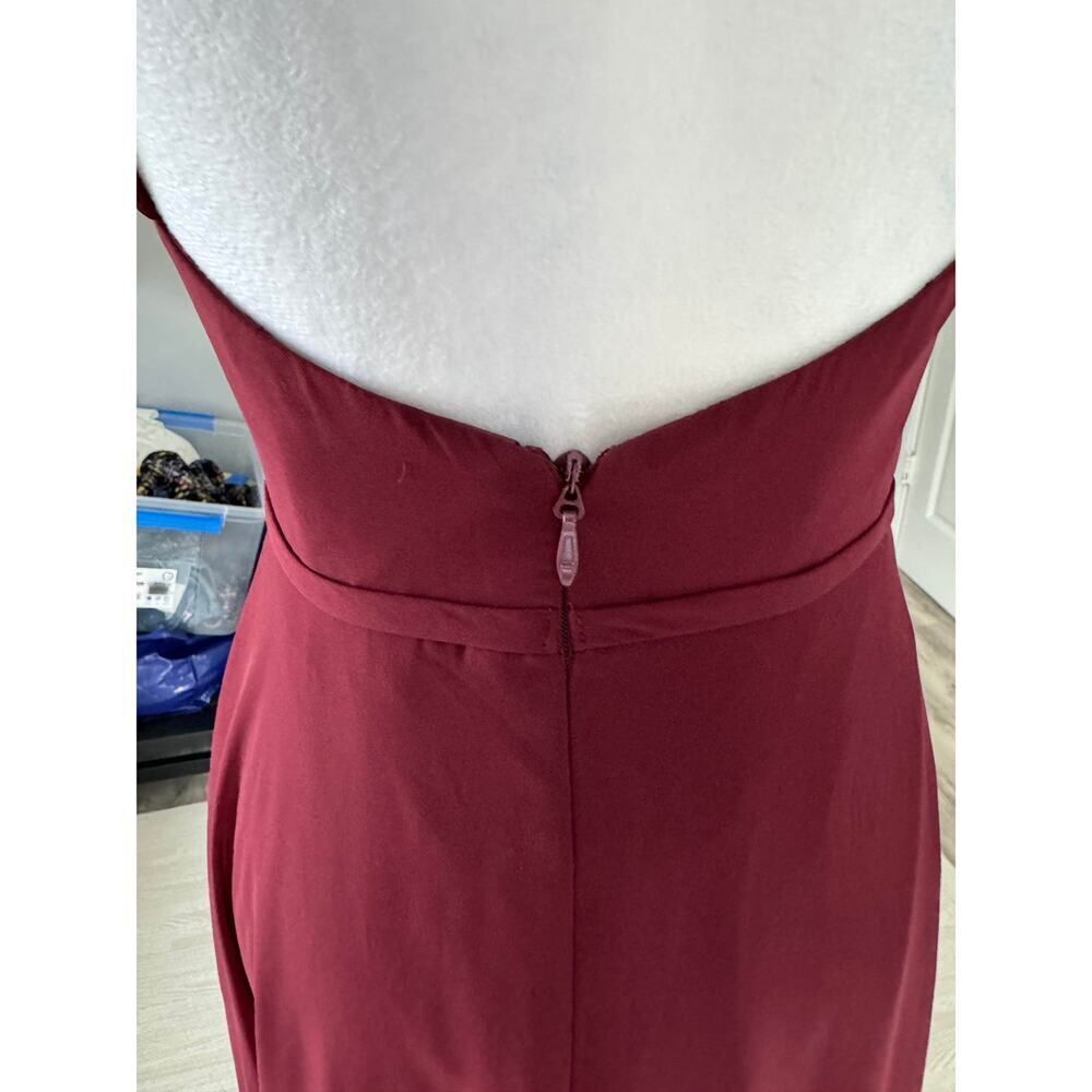 Azazie Bridesmaid Dress Burgundy Long Wedding Guest Formal Open Back Wine Sz A0 - Picture 5 of 16